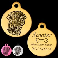 Greyhound Engraved 31mm Large Round Pet Dog ID Tag